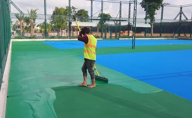 Sơn sân bóng chuyền với loại sơn acrylic